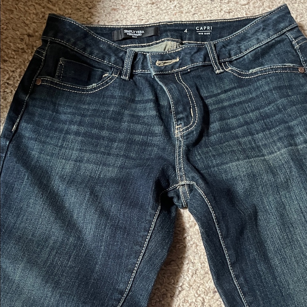 Simply Vera Vera Wang Women's Straight Leg Jeans - Dark Indigo Blue - Picture 2 of 6